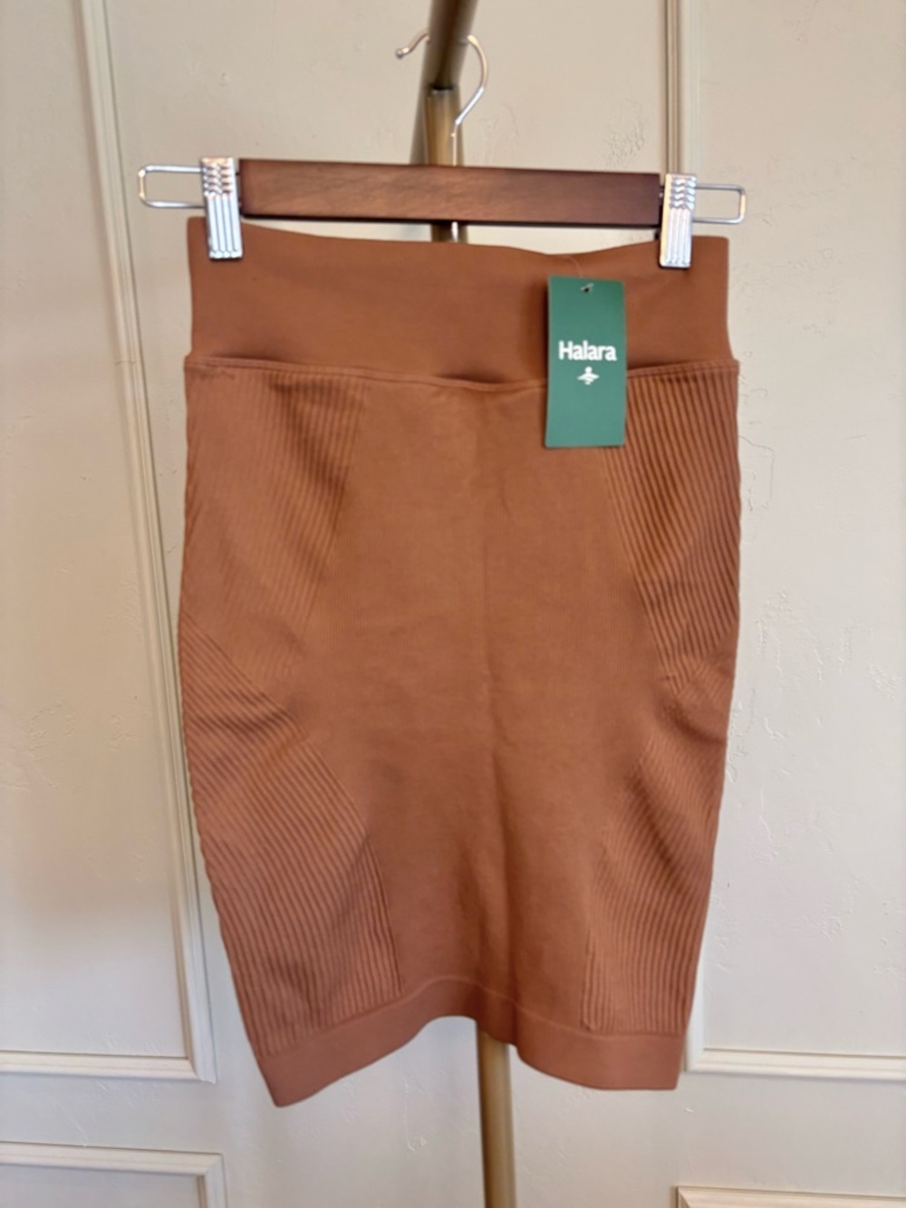 HALARA Midi Ribbed Skirt-  Bodycon Brown Pencil Skirt MSRP $43